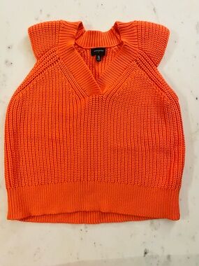 Banana Republic Orange Chunky Knit Sleeveless Sweater